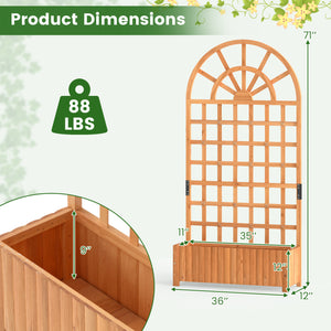 Wooden Raised Garden Bed with Trellis 71" Outdoor Planter Box Privacy Screen-Brown