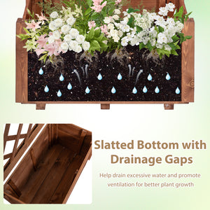 Wooden Raised Garden Bed with Lattice Trellis Drainage Holes-Orange