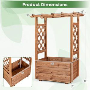 Wooden Raised Garden Bed Elevated Planter Box with Hanging Roof-Orange