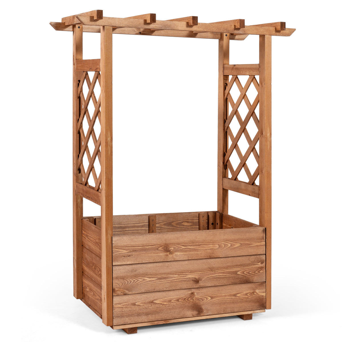 Wooden Raised Garden Bed Elevated Planter Box with Hanging Roof-Orange