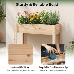 Wooden Raised Garden Bed with Legs and Storage Shelf