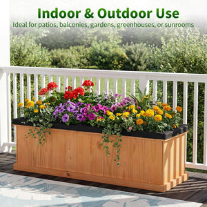 Wooden Raised Garden Bed with Drainage Holes and Liner Solid Fir Wood Planter Box-XL