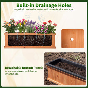 Wooden Raised Garden Bed with Drainage Holes and Liner Solid Fir Wood Planter Box-XL