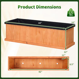Wooden Raised Garden Bed with Drainage Holes and Liner Solid Fir Wood Planter Box-XL