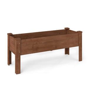 Wooden Raised Garden Bed with Legs Elevated Planter Box with Drainage Holes-Coffee