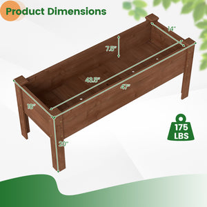 Wooden Raised Garden Bed with Legs Elevated Planter Box with Drainage Holes-Coffee