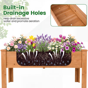 Wooden Raised Garden Bed with Legs Elevated Planter Box with Drainage Holes-Orange
