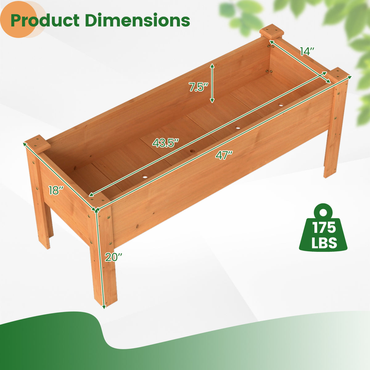 Wooden Raised Garden Bed with Legs Elevated Planter Box with Drainage Holes-Orange