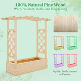 Wooden Raised Garden Bed Planter Box with Trellis and Hanging Roof
