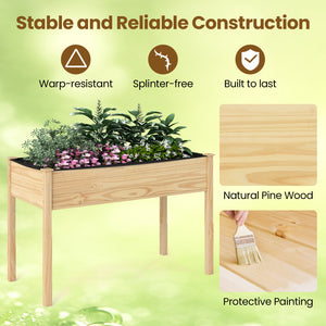 Wooden Raised Vegetable Garden Bed Elevated Grow Vegetable Planter-Natural