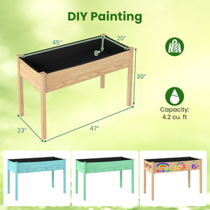 Wooden Raised Vegetable Garden Bed Elevated Grow Vegetable Planter-Natural