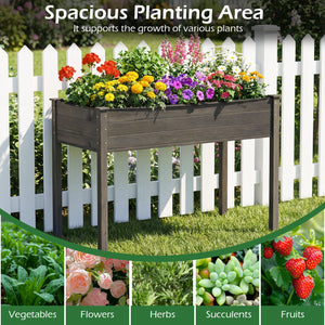 Wooden Raised Vegetable Garden Bed Elevated Grow Vegetable Planter-Gray