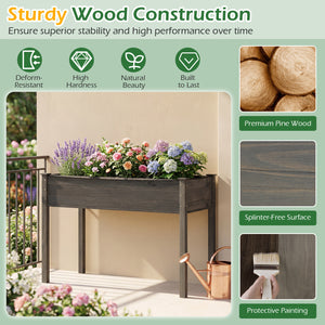 Wooden Raised Vegetable Garden Bed Elevated Grow Vegetable Planter-Gray