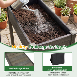 Wooden Raised Vegetable Garden Bed Elevated Grow Vegetable Planter-Gray