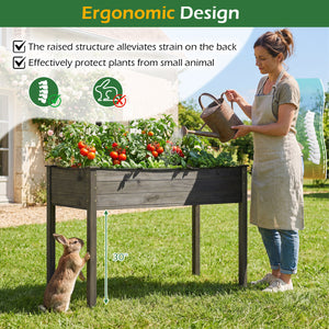 Wooden Raised Vegetable Garden Bed Elevated Grow Vegetable Planter-Gray