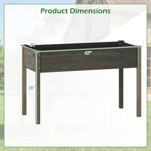 Wooden Raised Vegetable Garden Bed Elevated Grow Vegetable Planter-Gray