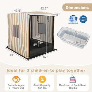 Wooden Sandbox with Canopy for Children 3+ Years Old-Brown