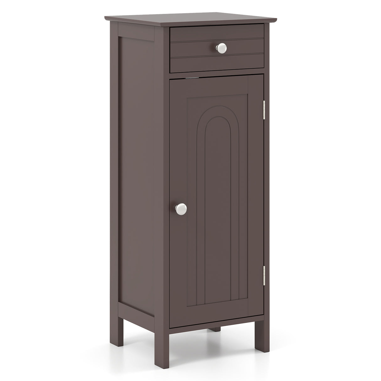 Wooden Storage Free-Standing Floor Cabinet with Drawer and Shelf-White