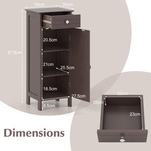 Wooden Storage Free-Standing Floor Cabinet with Drawer and Shelf-White