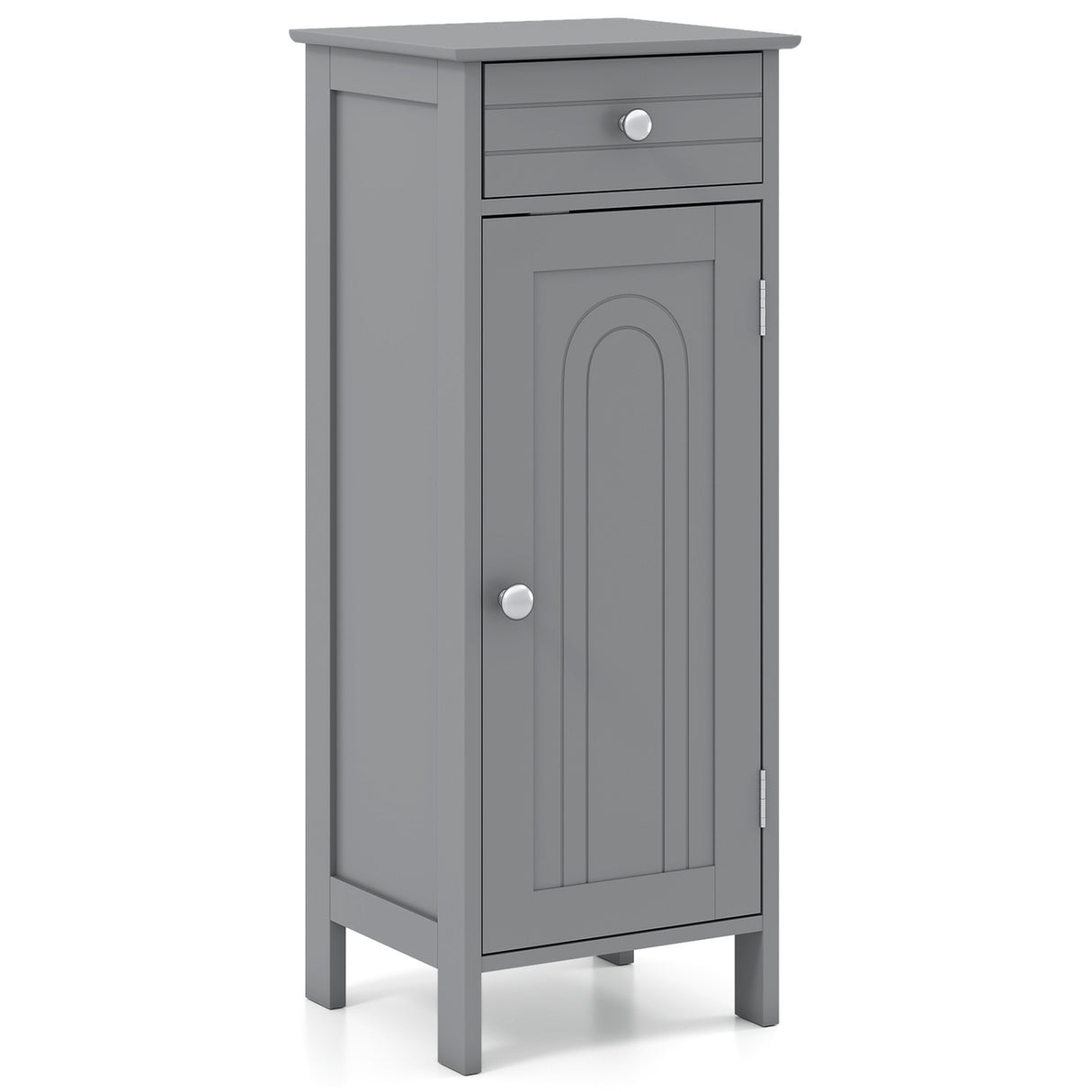 Wooden Storage Free-Standing Floor Cabinet with Drawer and Shelf-White