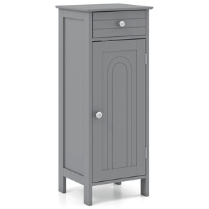 Wooden Storage Free-Standing Floor Cabinet with Drawer and Shelf-White