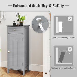 Wooden Storage Free-Standing Floor Cabinet with Drawer and Shelf-White