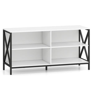 Wooden TV Stand Entertainment for TVs up to 55 Inch with X-Shaped Frame-White