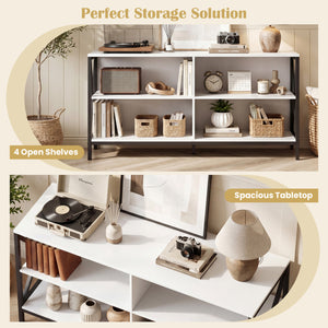 Wooden TV Stand Entertainment for TVs up to 55 Inch with X-Shaped Frame-White