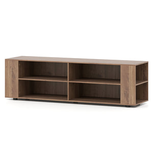 Wooden TV Stand with 8 Open Shelves for TVs up to 65 Inch Flat Screen-Light Gray