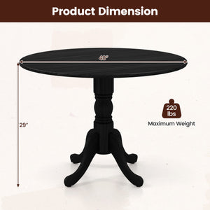 Wooden Dining Table with Round Tabletop and Curved Trestle Legs-Black