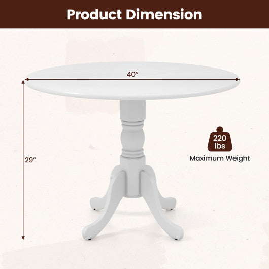 Wooden Dining Table with Round Tabletop and Curved Trestle Legs-White