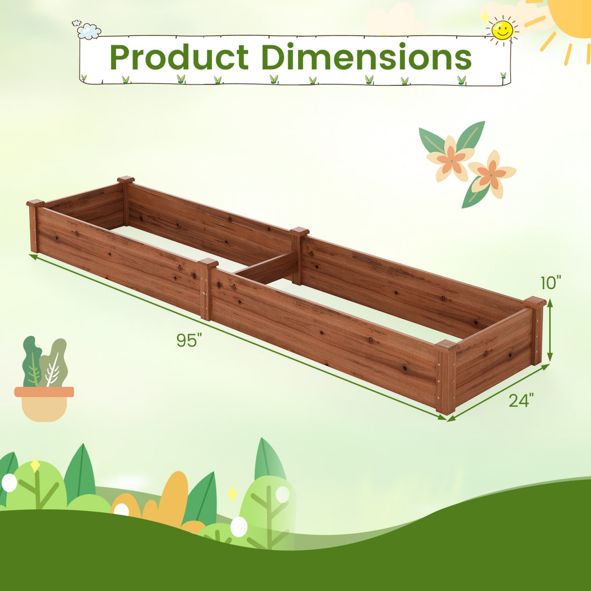 Wooden Vegetable Raised Garden Bed for Backyard Balcony Patio-Brown