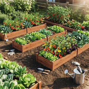 Wooden Vegetable Raised Garden Bed for Backyard Balcony Patio-Brown
