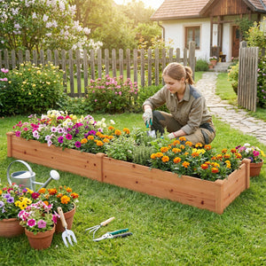 Wooden Vegetable Raised Garden Bed for Backyard Balcony Patio-Orange