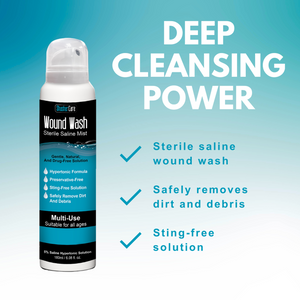 Shusher Care Wound Wash Spray – Sterile 5% Hypertonic Saline for Cuts, Scrapes & Wound Irrigation