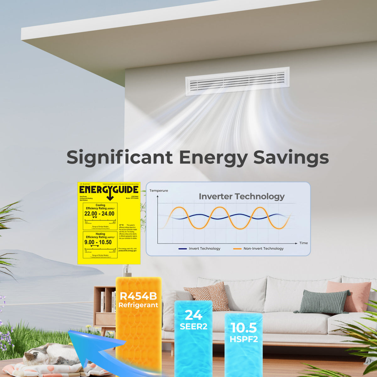 X-Pro 27000 BTU 2 Zone 24 SEER2 Concealed Ducted Mini Split AC-12K + 18K