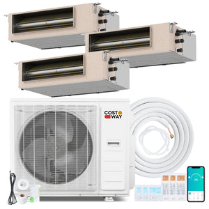 X-Pro 35000 BTU 3 Zone 22.5 SEER2 Concealed Ducted Mini Split AC-12K + 12K + 12K
