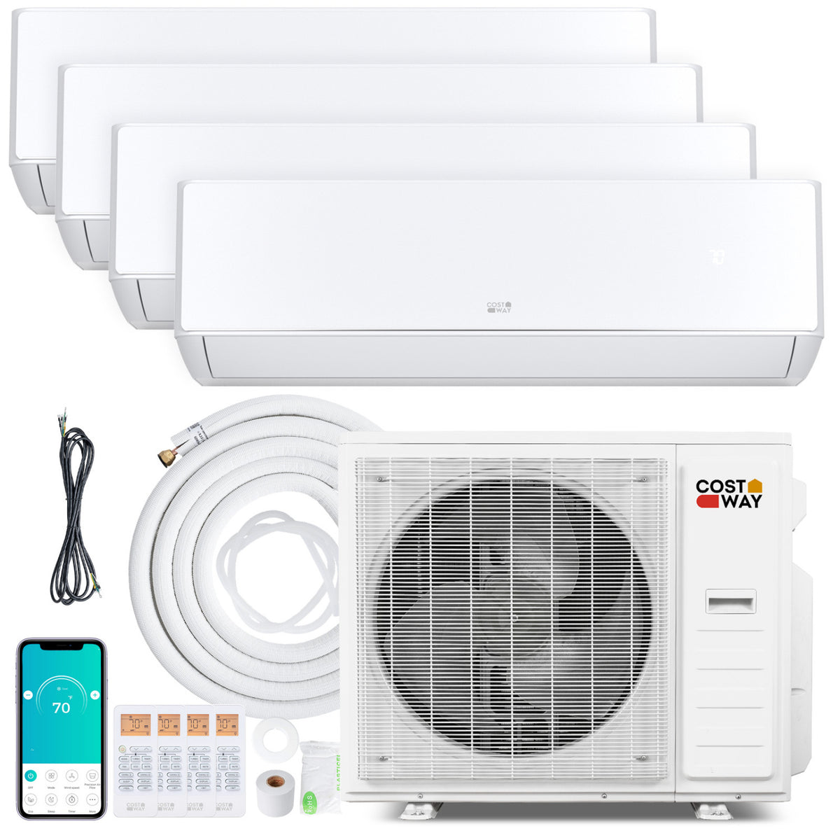 X-Pro 35000 BTU 4 Zone 22.5 SEER2 Mini Split AC with Heat Pump-9K + 9K + 12K + 18K