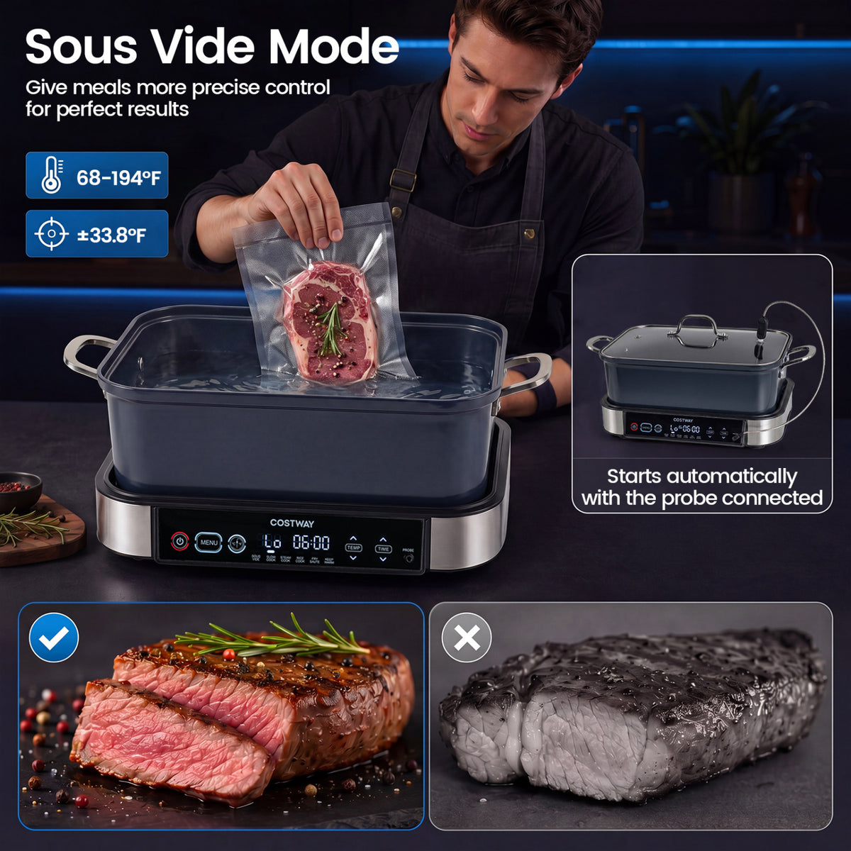 6-in-1 Programmable Slow Cooker with Keep Warm Functions and Adjustable Timer  Control