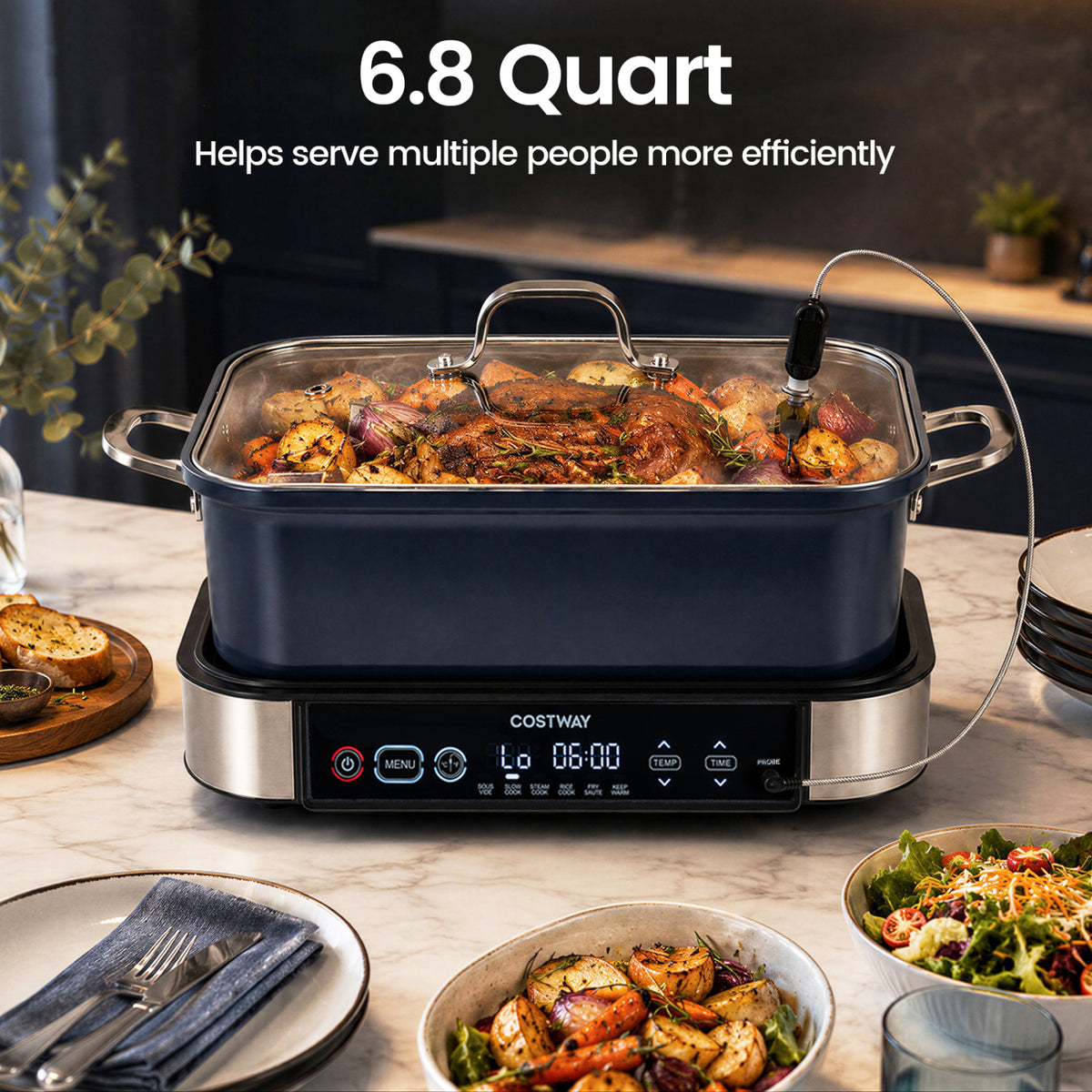 6-in-1 Programmable Slow Cooker with Keep Warm Functions and Adjustable Timer  Control