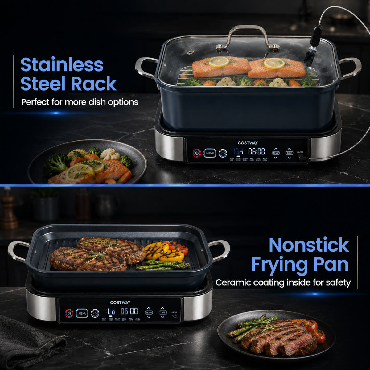 6-in-1 Programmable Slow Cooker with Keep Warm Functions and Adjustable Timer  Control