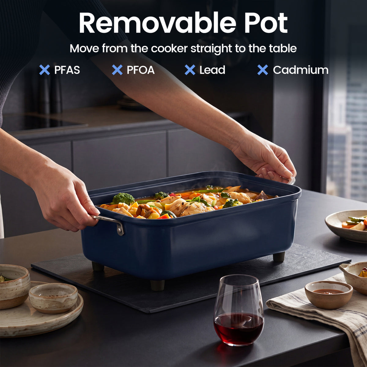 6-in-1 Programmable Slow Cooker with Keep Warm Functions and Adjustable Timer  Control