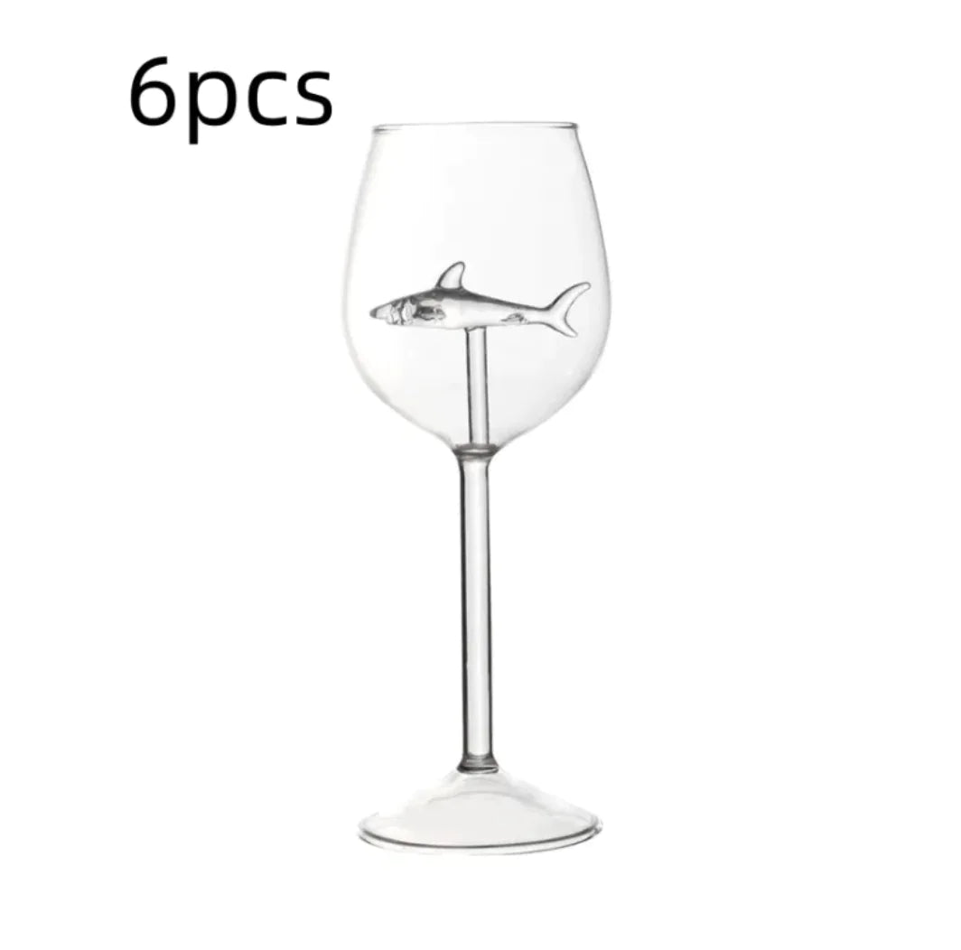 Shark Inside Red Wine Glass