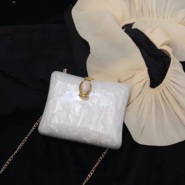 Luxury Pearl White Acrylic Evening Bag for Women
