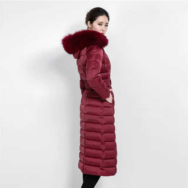 Luxury Women's Winter Coat with Fox Fur Collar