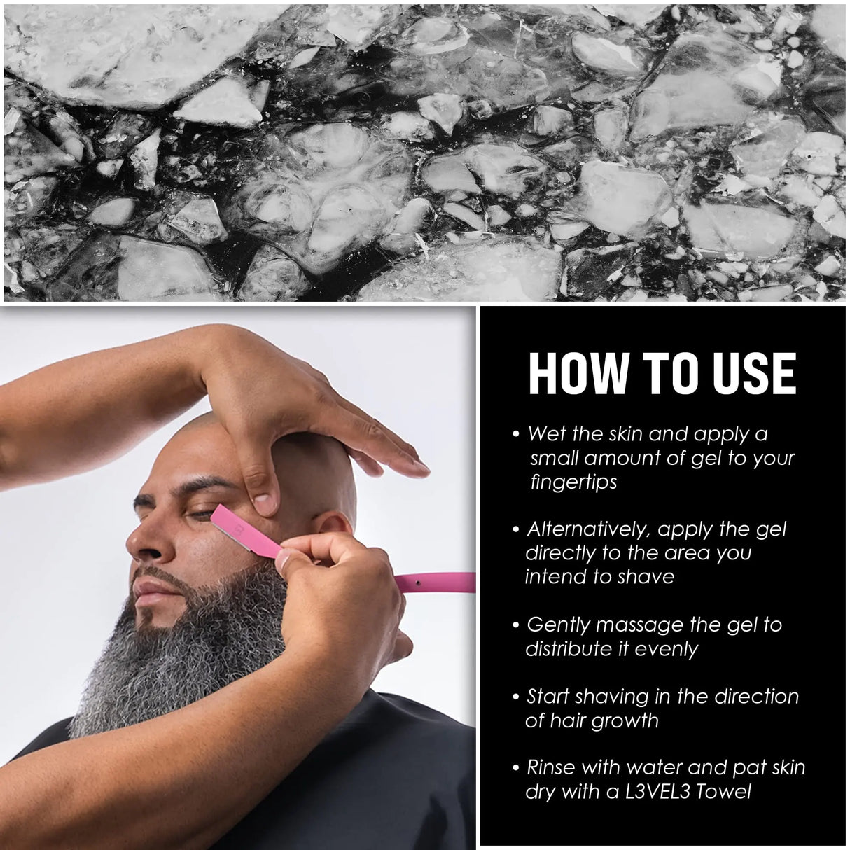 Level 3 Shaving Gel - Straight Razor Shave Gel - Non-Irritating - Refreshing Smell L3 - No Hot Towel Necessary - Level Three Razor Gel Ice 16.9 Fl Oz (Pack of 1)