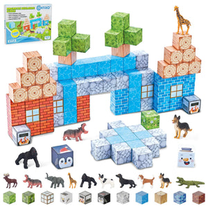 Contixo ST13 Magnetic Blocks, 100 PCS Magnetic Building Cube Game, Sensory Toys for Boys & Girls, STEM Stacking Toy Gifts for Age 3-12 by Contixo