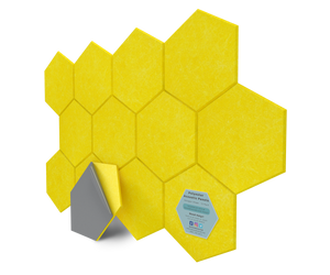 Hexagon Polyester Acoustic Panels - 12 Pack | Eco-Friendly Sound Absorption | Easy Peel & Stick Installation