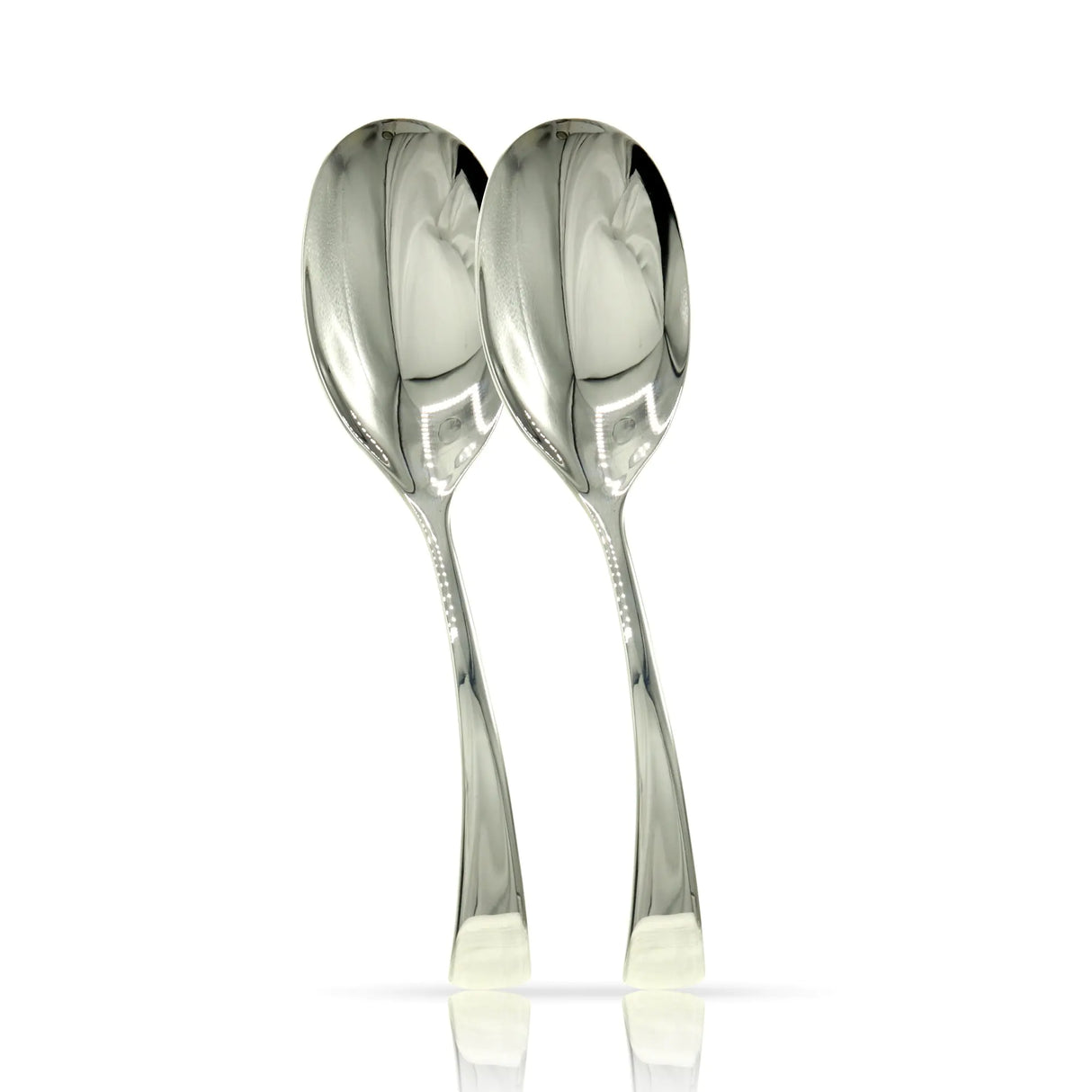 Large Buffet Serving Spoons - MIJIG Set of 2 Custom Designed Mirror-Polished Stainless-Steel Utensil Set for Homes Hotels & Party Planners – Dinner Flatware Set with Exquisite Packaging