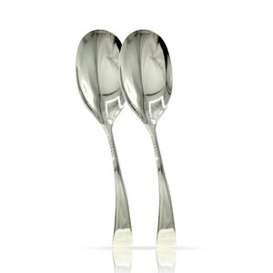 Large Buffet Serving Spoons - MIJIG Set of 2 Custom Designed Mirror-Polished Stainless-Steel Utensil Set for Homes Hotels & Party Planners – Dinner Flatware Set with Exquisite Packaging